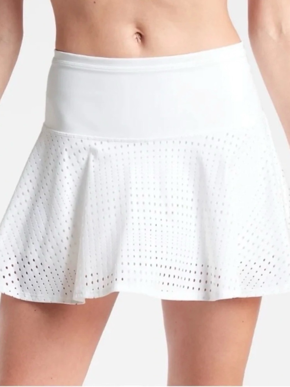 Atleta Women's White Perforated Flared Skirt size L #atleta #skirt